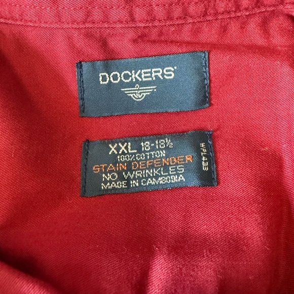 Dockers Men's Burgundy Button-Down Shirt Short Sleeve Shirt Wrinkle Free XXL - Picture 4 of 9